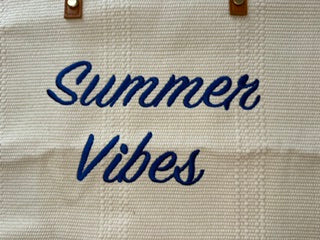 Women's Summer Vibes Canvas Beach Tote Bag With Fringe