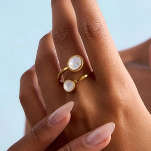 Stainless Steel 18K Gold Plated Zircon Inlaid Ring