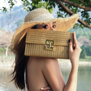 Straw Woven Handmade Envelope Clutch Bag