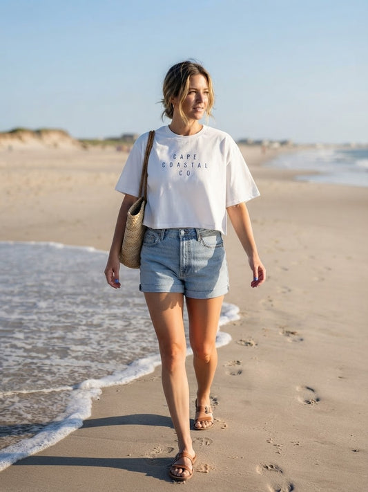 Cape Coastal Co Collection Wordmark Short Sleeve Boxy T-shirt