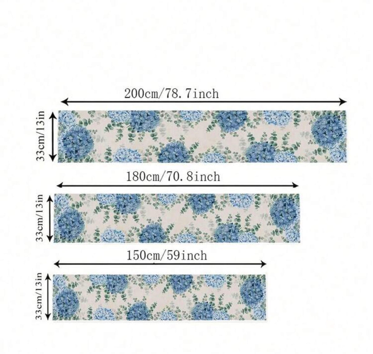 Cape Bloom Hydrangea Large Table Runner