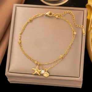 Double Layered Starfish/Shell Anklet