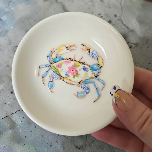 Coastal Ceramic Crab Jewelry Dish