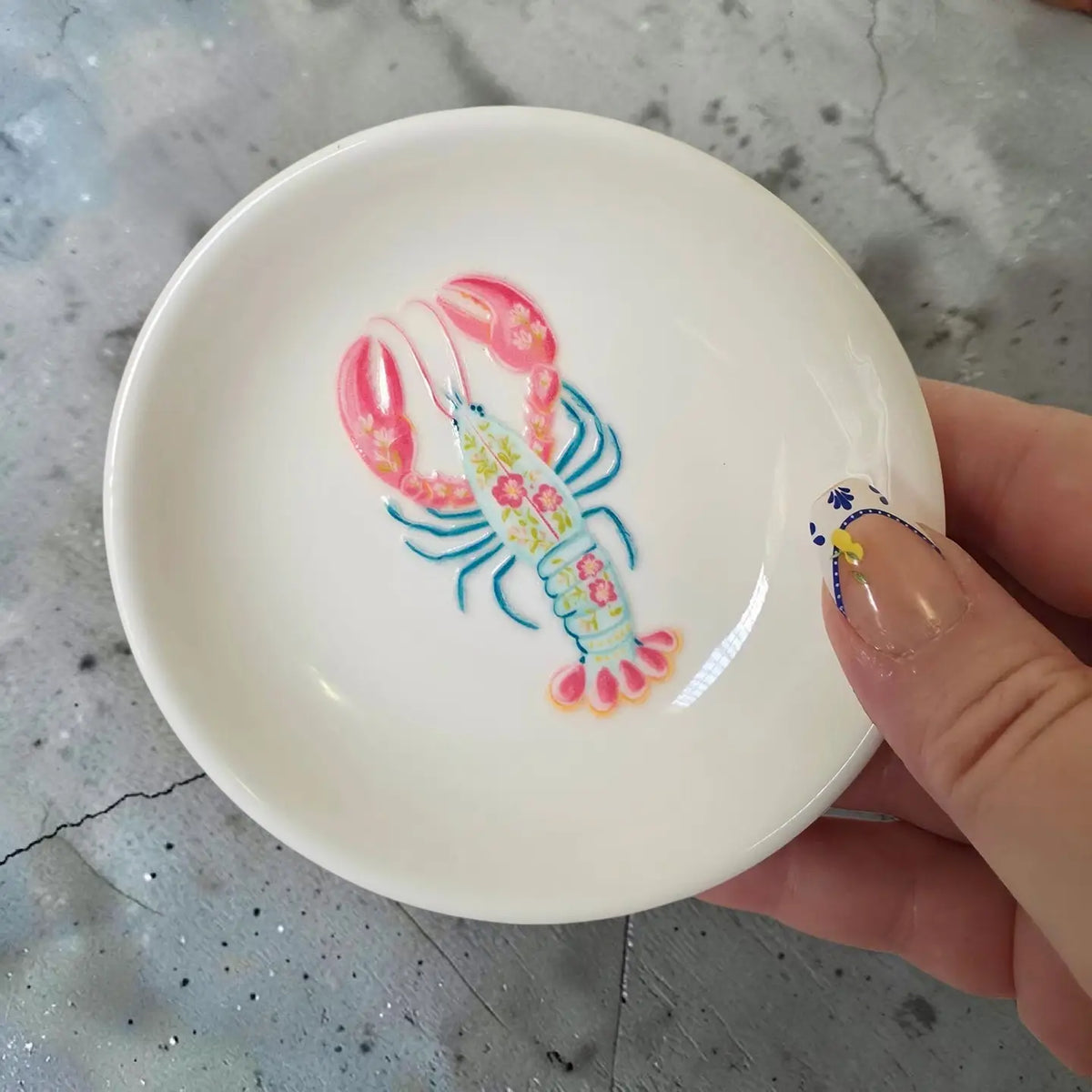 Coastal Ceramic Lobster Jewelry Dish