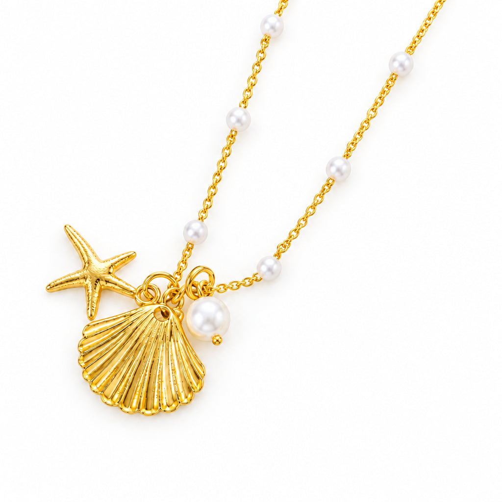 Solstice Seashell and Pearl Necklace