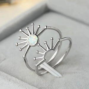 Radiant 2 Piece Sun Ray Ring with Faux Opal