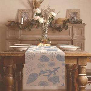 Coastal Sea Life Linen Table Runner