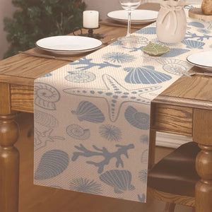 Coastal Sea Life Linen Table Runner