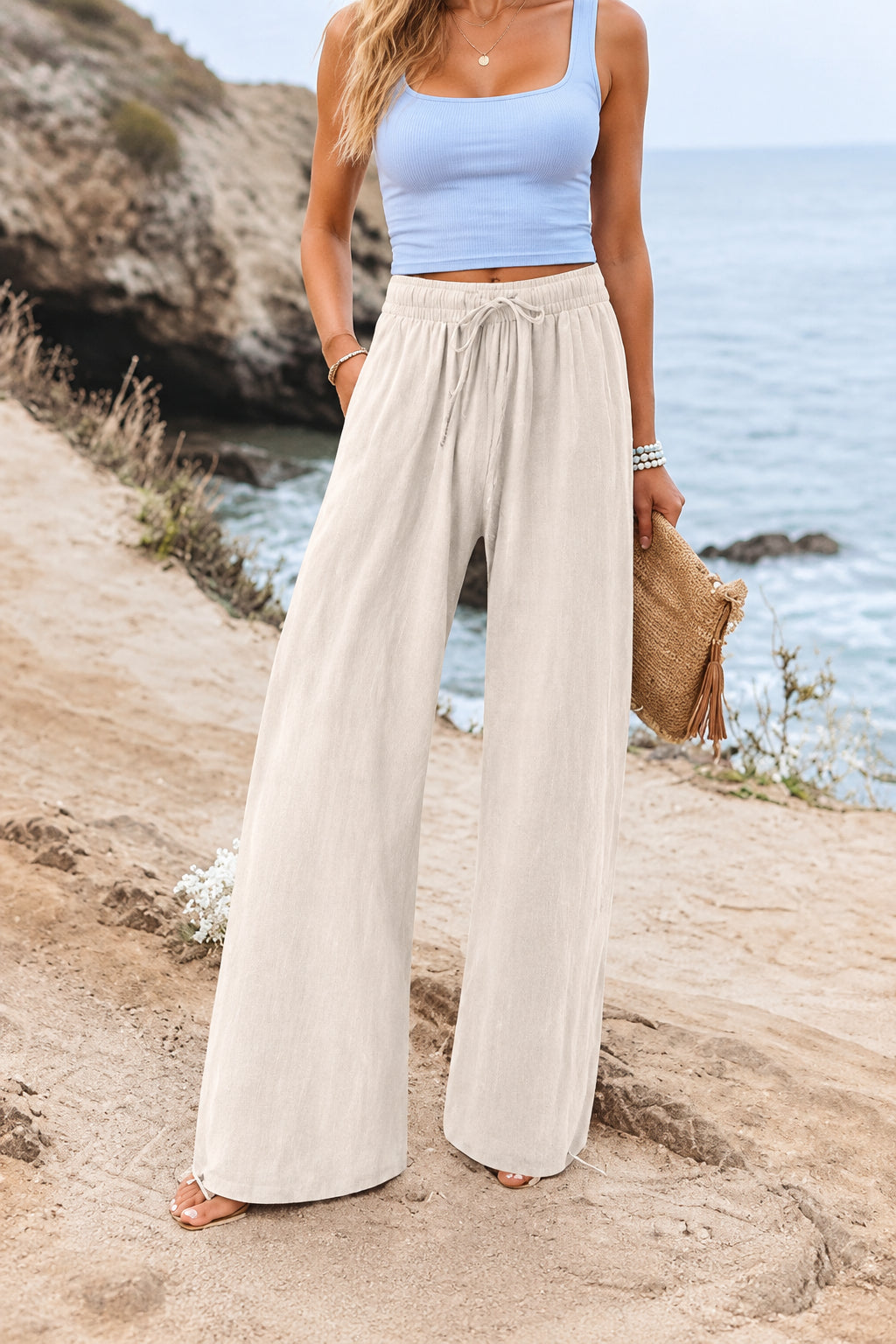 Seaside Escape Drawstring Wide Leg Pant