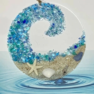 Sea Glass Suncatcher Ocean Wave Ornament