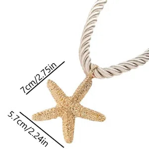 Starfish Pendant White Rope Cord Necklace